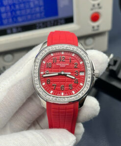 Patek Philippe Aquanaut 5268G Knock Off Watches Red Dial Rubber Strap PPF Factory 38,8mm