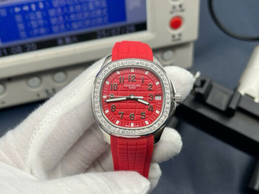 Patek Philippe Aquanaut 5268G Knock Off Watches Red Dial Rubber Strap PPF Factory 38,8mm