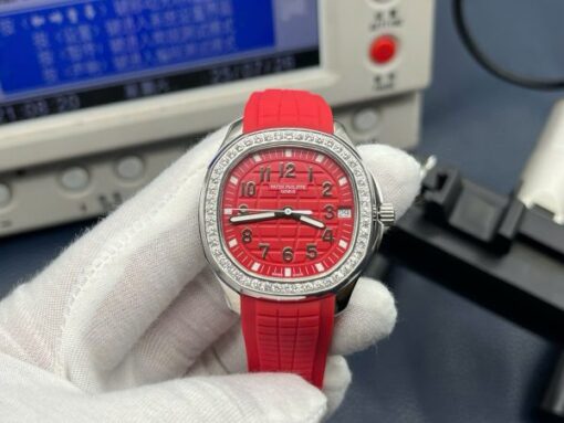 Patek Philippe Aquanaut 5268G Knock Off Watches Red Dial Rubber Strap PPF Factory 38,8mm - Image 2