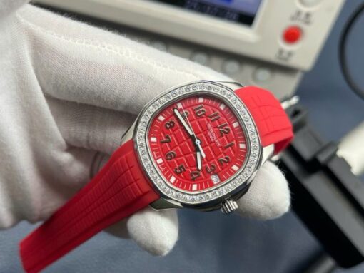 Patek Philippe Aquanaut 5268G Knock Off Watches Red Dial Rubber Strap PPF Factory 38,8mm - Image 3