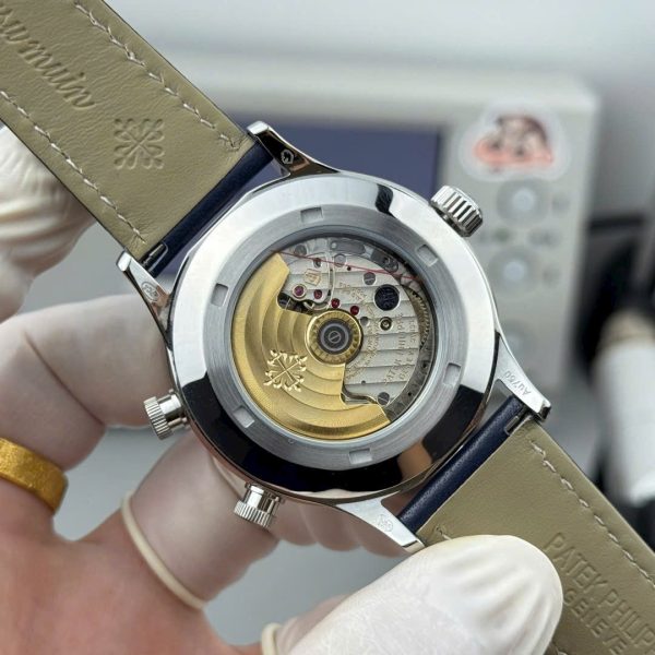 Patek Philippe Replica Watches Calatrava Pilot Travel Time 5524G Blue Dial Leather Strap 42mm - Image 8