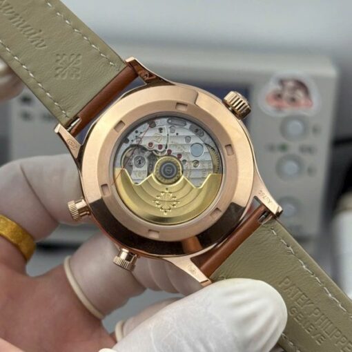 Patek Philippe Best Replica Watches Calatrava Pilot Travel Time 5524R Brown Dial Leather Strap 42mm - Image 8