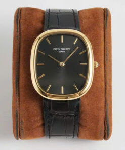 Patek Philippe Ellipse 5738R Replica Watches Black Dial Leather Strap 34x39mm