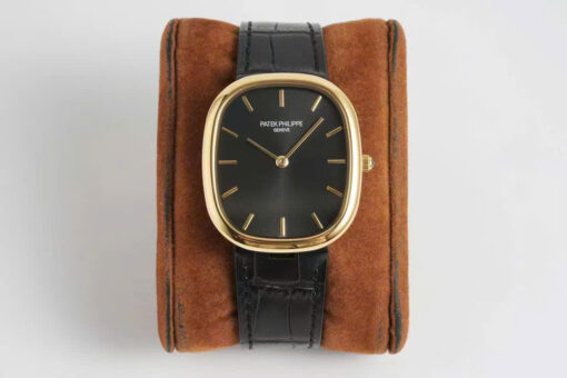 Patek Philippe Ellipse 5738R Replica Watches Black Dial Leather Strap 34x39mm