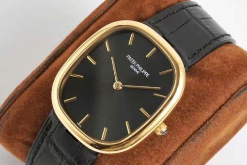 Patek Philippe Ellipse 5738R Replica Watches Black Dial Leather Strap 34x39mm - Image 3