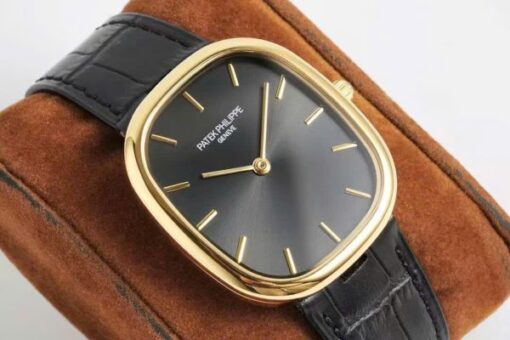 Patek Philippe Ellipse 5738R Replica Watches Black Dial Leather Strap 34x39mm - Image 4