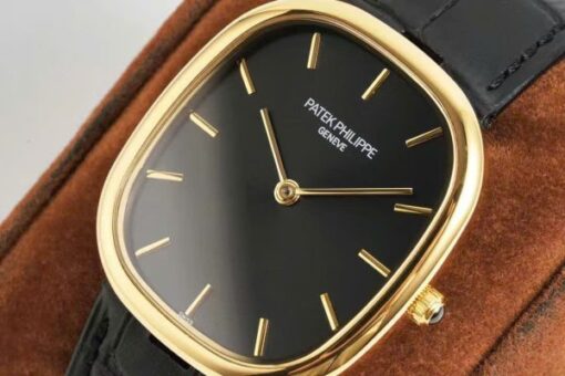 Patek Philippe Ellipse 5738R Replica Watches Black Dial Leather Strap 34x39mm - Image 6