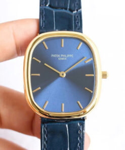 Patek Philippe Ellipse 5738R Imitation Watches Blue Dial Leather Strap 34x39mm