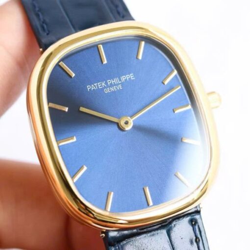 Patek Philippe Ellipse 5738R Imitation Watches Blue Dial Leather Strap 34x39mm - Image 4