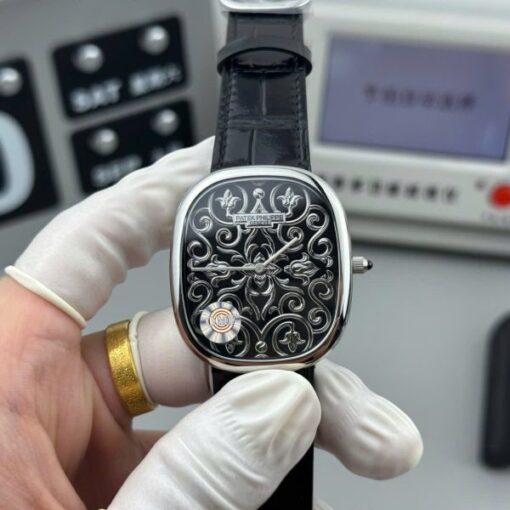 Patek Philippe Golden Ellipse 5738 Grand Feu Black Enamel Replica Watches OM Factory 34,5×39,5mm - Image 2
