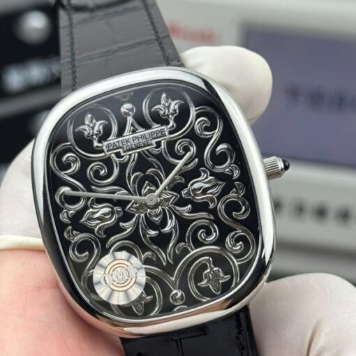 Patek Philippe Golden Ellipse 5738 Grand Feu Black Enamel Replica Watches OM Factory 34,5×39,5mm - Image 5