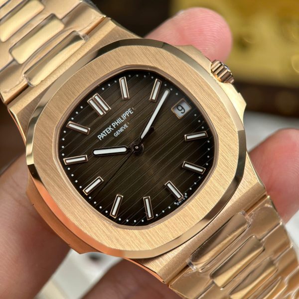 Patek Philippe Nautilus 5711 Rose Gold Replica Watches Brown Dial Metal Wire BBF Factory 40mm - Image 4