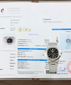 Patek Philippe Nautilus 5723 Gray Dial Replica Watches Diamonds Moissanite Baguette Custom 40mm
