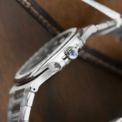 Patek Philippe Nautilus 5723 Gray Dial Replica Watches Diamonds Moissanite Baguette Custom 40mm - Image 8