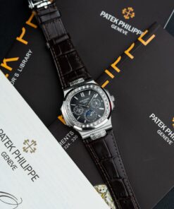 Patek Philippe Nautilus 5740 Knock Off Watches Gray Dial Automatic Movement Leather Strap 40mm