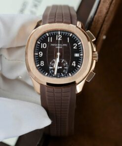 Patek Philippe Replica Watches Aquanaut 5968 Brown Dial Rubber Strap 42.2mm