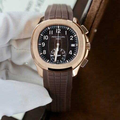 Patek Philippe Replica Watches Aquanaut 5968 Brown Dial Rubber Strap 42.2mm