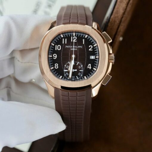 Patek Philippe Replica Watches Aquanaut 5968 Brown Dial Rubber Strap 42.2mm - Image 2