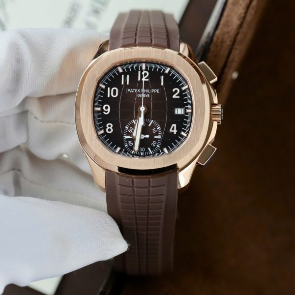 Patek Philippe Replica Watches Aquanaut 5968 Brown Dial Rubber Strap 42.2mm - Image 2