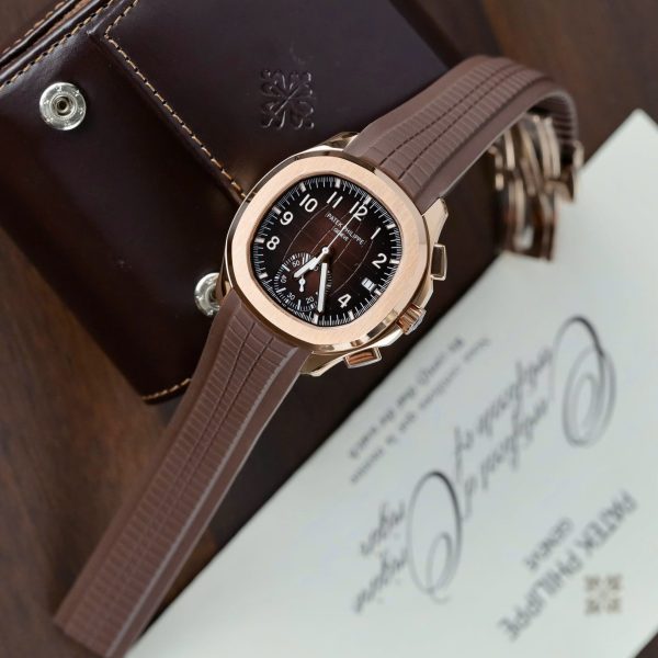 Patek Philippe Replica Watches Aquanaut 5968 Brown Dial Rubber Strap 42.2mm - Image 4