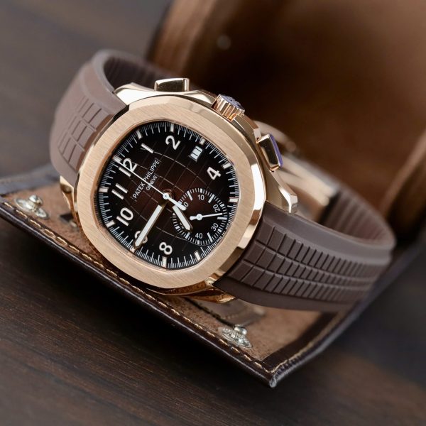Patek Philippe Replica Watches Aquanaut 5968 Brown Dial Rubber Strap 42.2mm - Image 5