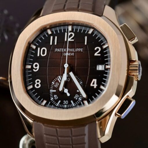 Patek Philippe Replica Watches Aquanaut 5968 Brown Dial Rubber Strap 42.2mm - Image 6