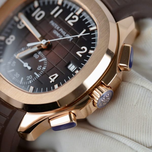 Patek Philippe Replica Watches Aquanaut 5968 Brown Dial Rubber Strap 42.2mm - Image 8