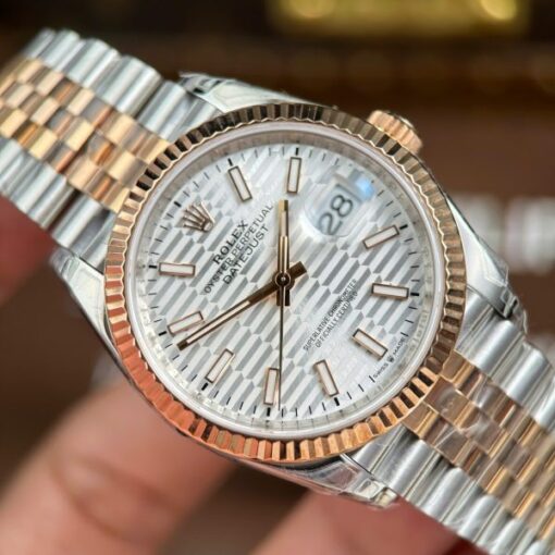 Rolex DateJust 126231 Luxury Fake Watches White Dial With Creased Pattern VS Factory 36mm - Image 5