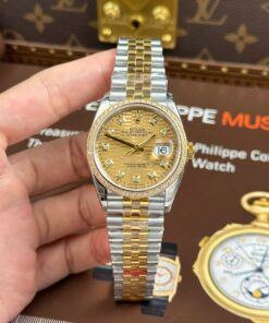 Rolex DateJust 126231 Replica Watches Brick Dial Bezel Diamonds CZ VS Factory 36mm