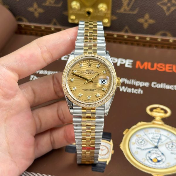 Rolex DateJust 126231 Replica Watches Brick Dial Bezel Diamonds CZ VS Factory 36mm - Image 2