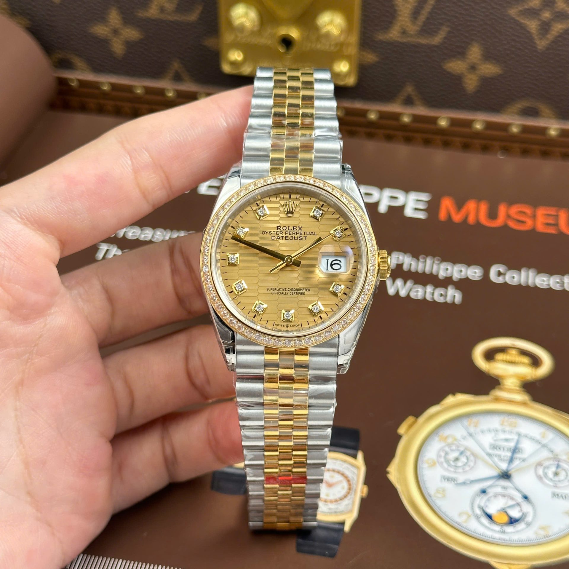 Rolex DateJust 126231 Replica Watches Brick Dial Bezel Diamonds CZ VS Factory 36mm