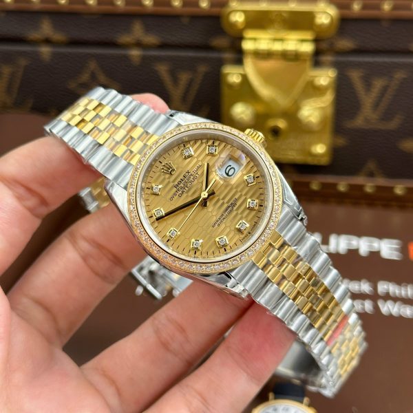 Rolex DateJust 126231 Replica Watches Brick Dial Bezel Diamonds CZ VS Factory 36mm - Image 3
