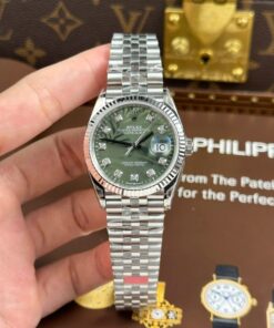 Alternative view of Rolex DateJust 126234 Replica Watches Green Dial With Leaf Pattern VS Factory 36mm