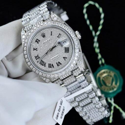 Rolex DateJust Knock Off Watches Diamonds Moissanite Hong Kong Custom 41mm - Image 3