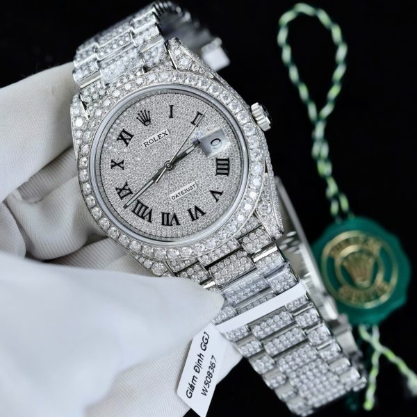 Rolex DateJust Knock Off Watches Diamonds Moissanite Hong Kong Custom 41mm - Image 3