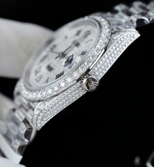 Rolex DateJust Knock Off Watches Diamonds Moissanite Hong Kong Custom 41mm - Image 9