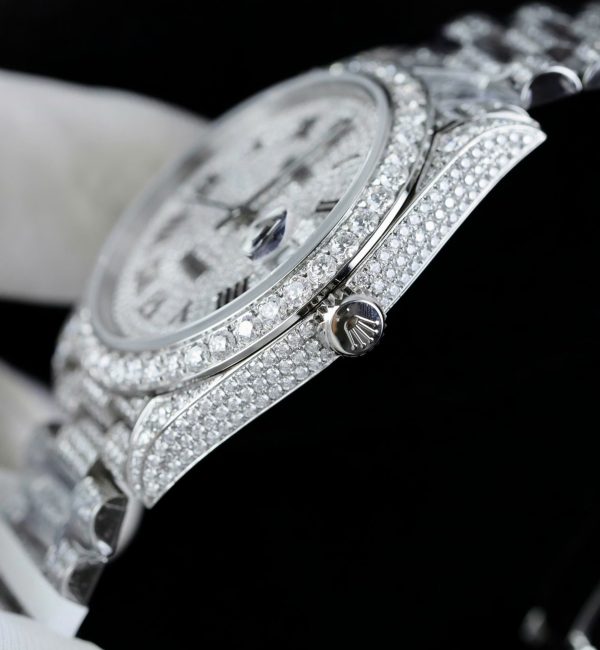 Rolex DateJust Knock Off Watches Diamonds Moissanite Hong Kong Custom 41mm - Image 9