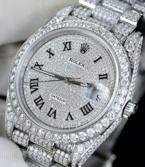 Rolex DateJust Knock Off Watches Diamonds Moissanite Hong Kong Custom 41mm - Image 6