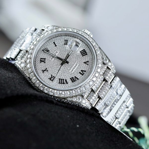 Rolex DateJust Knock Off Watches Diamonds Moissanite Hong Kong Custom 41mm - Image 5
