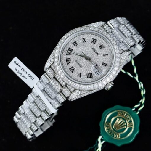 Rolex DateJust Knock Off Watches Diamonds Moissanite Hong Kong Custom 41mm - Image 4