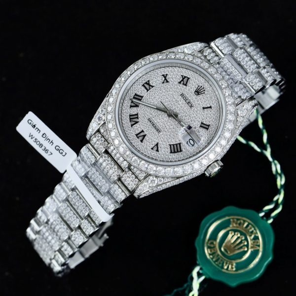 Rolex DateJust Knock Off Watches Diamonds Moissanite Hong Kong Custom 41mm - Image 4
