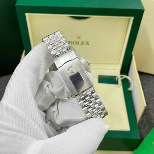 Rolex DateJust Imitation Watches Silver Dial Bezel Diamonds Moissnaite Clean Factory 41mm - Image 8