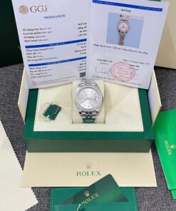 Rolex DateJust Imitation Watches Silver Dial Bezel Diamonds Moissnaite Clean Factory 41mm