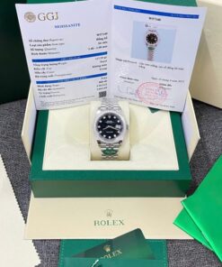 Alternative view of Rolex DateJust Fake Watches Black Dial Bezel Diamonds Moissnaite Clean Factory 41mm