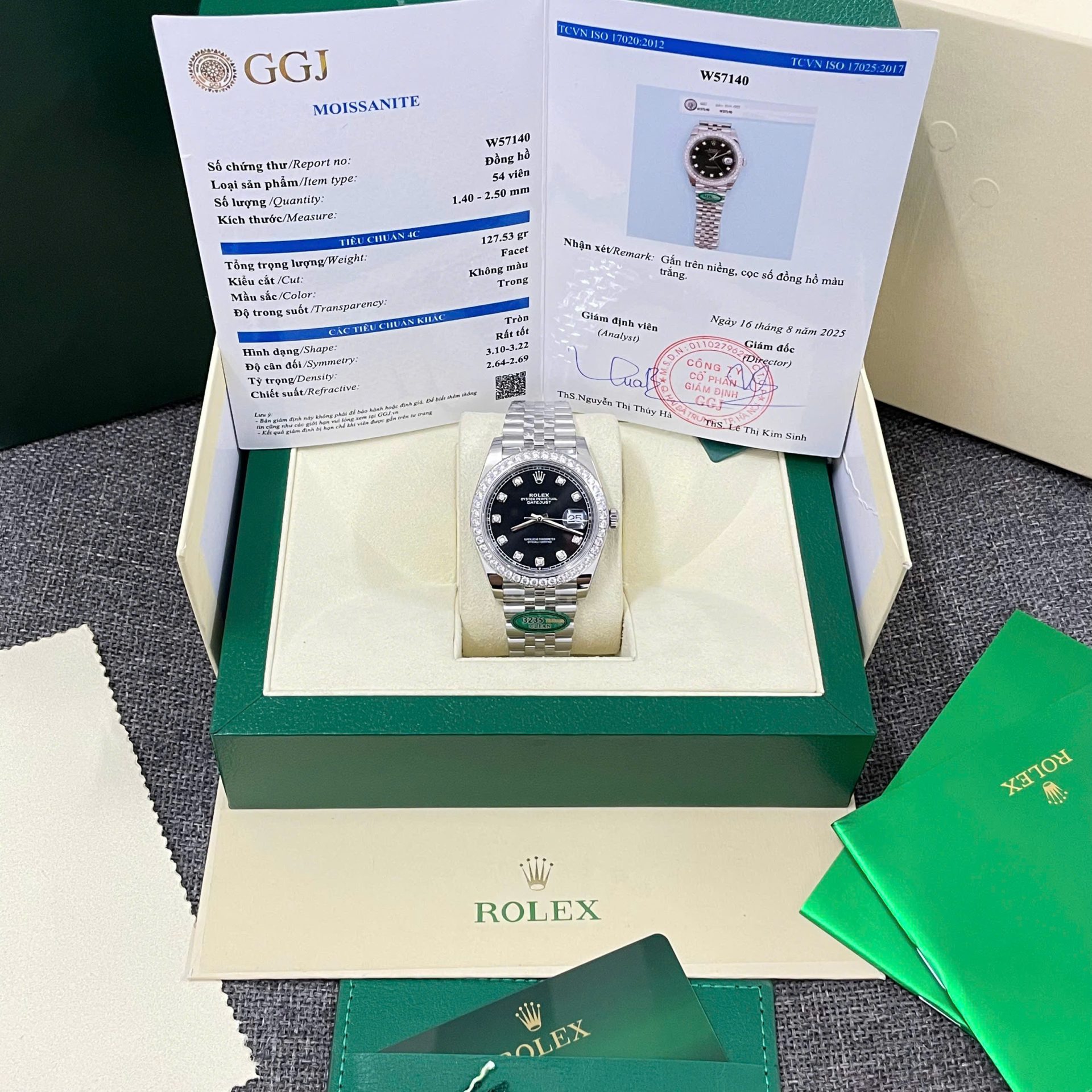 Rolex DateJust Fake Watches Black Dial Bezel Diamonds Moissnaite Clean Factory 41mm