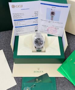 Rolex DateJust Replica Watches Gray Dial Bezel Diamonds Moissnaite Clean Factory 41mm