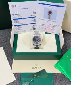 Alternative view of Rolex DateJust Replica Watches Gray Dial Bezel Diamonds Moissnaite Clean Factory 41mm