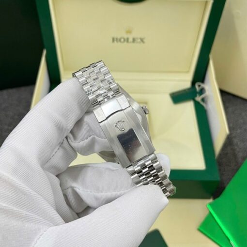 Rolex DateJust Replica Watches Gray Dial Bezel Diamonds Moissnaite Clean Factory 41mm - Image 8