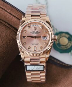 Alternative view of Rolex Day-Date 128235 Rose Gold Luxury Fake Watches Pink Dial Weight 156 Grams GF Factory 36mm