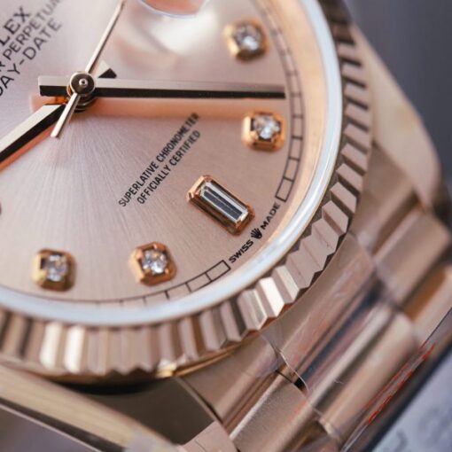 Rolex Day-Date 128235 Rose Gold Luxury Fake Watches Pink Dial Weight 156 Grams GF Factory 36mm - Image 8